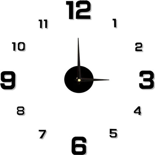 Retoo Modern 3D Wall Clock XXL 130cm – Self-Adhesive, Black - Wall Clock - Main image