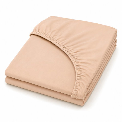 MOBYTEX ENTUZIA Mako Jersey 180 × 200 cm, Apricot - Bedsheet - Main image