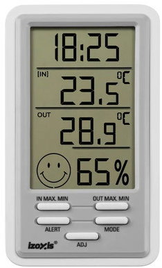 Izoxis 27912 Weather Station with Hygrometer 14.5 × 8 × 2.4 cm, White/Grey - Weather Station - Main image