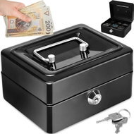 RETOO Velká pokladní kazeta XXL na zámek – kovová, černá - Portable Cash Register
