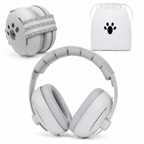 Verk Dětské ochranné chrániče sluchu 2v1, sluchátka a elastická čelenka, šedé - Hearing Protection - Main image