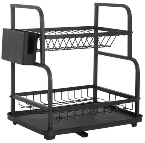 Verk 07350 Two-Tier Dish Drainer 42 × 30 × 43cm, Black - Draining Board - Main image