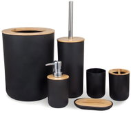 RETOO Bathroom Set 6 Pieces – Bin, Dispenser, Toilet Accessories, Black - Bathroom Accessory Set