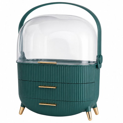 Verk 27567 Cosmetics Organiser with Drawers and Handle, Green - Makeup Organiser - Main image