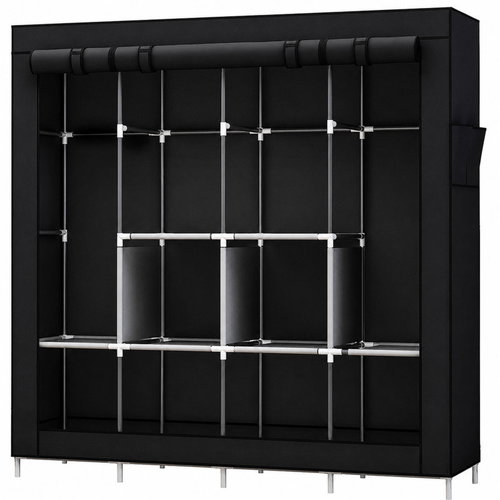 RealG RC-K-2601 Double Wardrobe 175 × 45 × 170cm, Black - Wardrobe - Main image