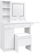 ModernHome ZDT-25 Toaletní stolek se zrcadlem a LED osvětlením, taburet, bílý - Dressing Table