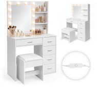 ModernHome MRDT22 Toaletní stolek se zrcadlem a LED, taburet, bílý - Dressing Table
