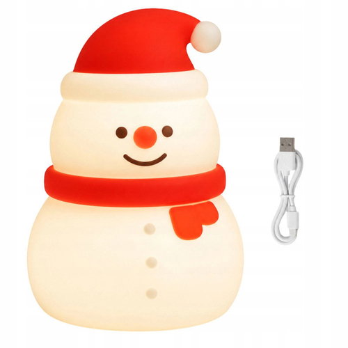 Verk 12412 LED silicone night light, USB, 3 lighting modes, snowman - Night Light - Main image