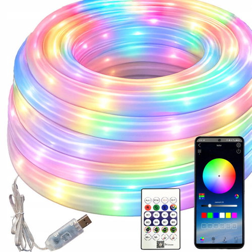 Verk 12466 RGBIC 360° 5 m Neon LED Strip, Bluetooth, remote control, USB - LED Light Strip - Main image
