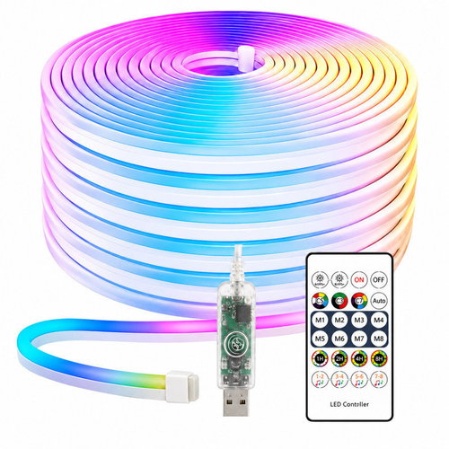 Verk 12468 RGB Neon LED Strip, 5 m, Bluetooth, remote control, USB 5 V - LED Light Strip - Main image