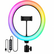 Verk 12485 LED RGB prstencová lampa s držákem na telefon, 10 W, USB, regulace jasu - LED Light