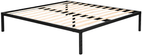ModernHome GIC-BF03 Kovová postel s lamelovým roštem 135 × 190 cm, černý rám - Bed - Main image