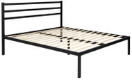 ModernHome GIC-BF01 Kovová postel s lamelovým roštem a čelem 190 × 200 cm, černý rám - Bed