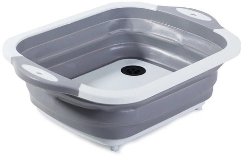 Verk 15688 Foldable silicone drainer with 2-in-1 drain, grey - Draining Board - Main image