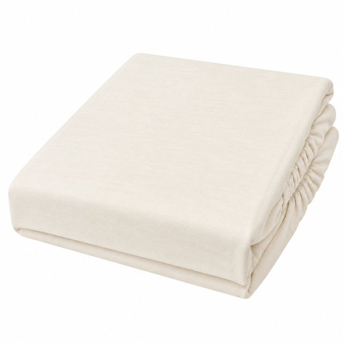 Posteloholici 1274792 Eira jersey fitted sheet with elastic, 160 × 200 cm, cream - Bedsheet - Main image