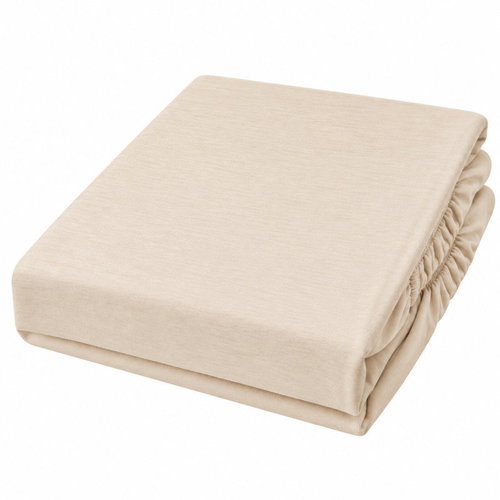 Posteloholici 1274799 Jersey fitted sheet Eira with elasticated edge, 180 × 200 cm, beige - Bedsheet - Main image