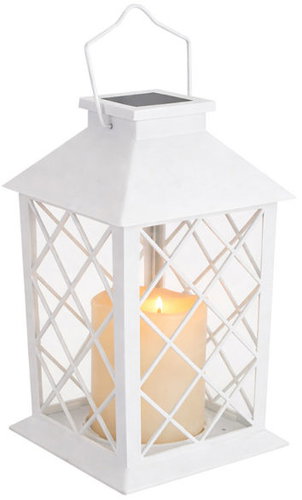 Verk 12387 Decorative LED lantern with candle, 28 cm, solar panel, white - Lantern - Main image