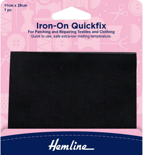 Hemline Nažehlovací záplata Quickfix 11 × 25 cm, černá - Nažehľovačka - Hlavný obrázok