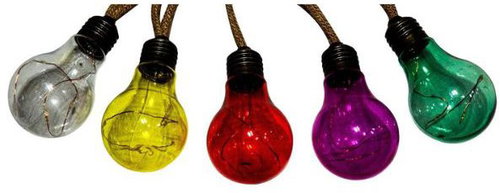 AVIDE Outdoor coloured string lights, 5 m, 10 retro bulbs, warm light, solar-powered - Light Chain - Main image