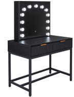 KIK KX2636 Kosmetický toaletní stolek s LED zrcadlem, 13 žárovek, zásuvky, černý - Dressing Table