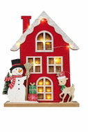 Goba Filcový vánoční domek se sněhulákem, červený, svítící, 24 × 19 × 4 cm - Christmas Decoration