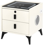 KIK KX2635 Inteligentní noční stolek s otiskem prstu a bezdrátovým nabíjením, krémový - Night Stand