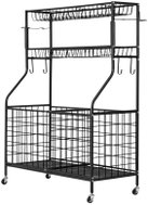 Humberg HM-780 Pojízdný kovový regál s košem 123,5 × 91 × 41,5 cm, černý - Shelving Unit