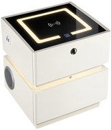 KIK KX2634 Noční stolek s bezdrátovým nabíjením, reproduktory a zámkem na otisk prstu, béžový - Night Stand