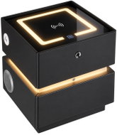 KIK KX2634 Noční stolek s bezdrátovým nabíjením, reproduktory a zámkem na otisk prstu, černý - Night Stand