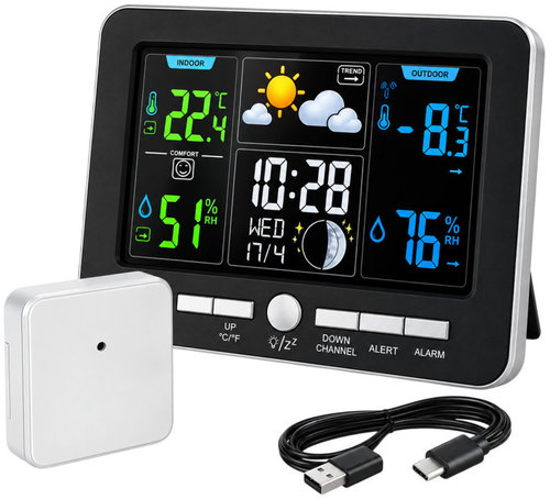 KIK KX2515 Meteostanice s teploměrem, vlhkoměrem a budíkem USB - Weather Station - Main image