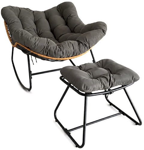 Gordon G1416 rocking chair with footstool, dark grey - Rocking Chair - Main image