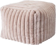 H&L Faux fur ribbed pouffe 38 × 38cm, beige - Ottoman