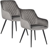 ModernHome TIKC-4 set of 2 upholstered dining chairs with armrests, dark grey - Dining Chair