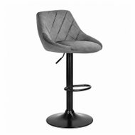 ModernHome LTC4 swivel bar stool with backrest, height-adjustable, grey velvet - Bar Stool