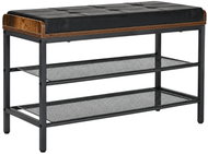 ModernHome LT1 Shoe Rack with Quilted Eco-Leather Seat, 80 cm, black - Shoe Rack