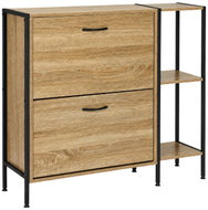 ModernHome GIC-SC487-15 shoe cabinet with tilting compartments 89 × 24 × 86.5cm, light oak - Shoe Rack