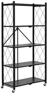 ModernHome LTR5-1 folding metal shelving unit on wheels, 5 shelves, 158 × 34 × 70.5cm, black - Shelving Unit