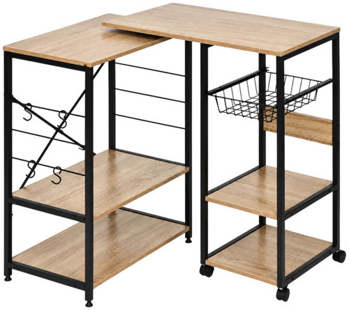 ModernHome GIC-KS085-15 kitchen shelving unit with movable worktop, light oak Main image ModernHome GIC-KS085-15 kitchen shelving unit with movable worktop, light oak - Shelving Unit - Main image