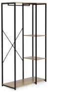 ModernHome GIC-HS901D-15 Multifunctional coat rack with shelves, light oak, black metal - Coat Hanger