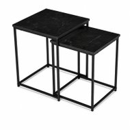 ModernHome GIC-T2S-1-14 Set of two 2-in-1 coffee tables, black marble - Coffee Table