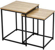 ModernHome GIC-T2S-15 Set of two 2-in-1 coffee tables, light oak, black metal - Coffee Table