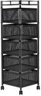 ModernHome VC5-1 Metal trolley with rotating baskets 90 × 28 × 28 cm, black - Shelving Unit