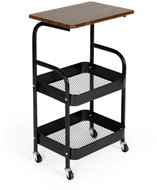 ModernHome VP3-1 rolling trolley with baskets and a top shelf, black - Food Serving Trolley