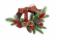 Goba Christmas wreath with bow, cones and red berries 30cm 3000955 - Wreath