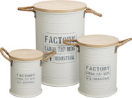 H&L Factory metal storage baskets with lids, set of 3, 48.5cm - Storage Box