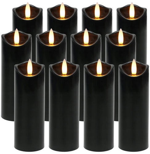 Ruhhy 26382 LED candle set 15cm, 12 pcs, black - LED Candle - Main image