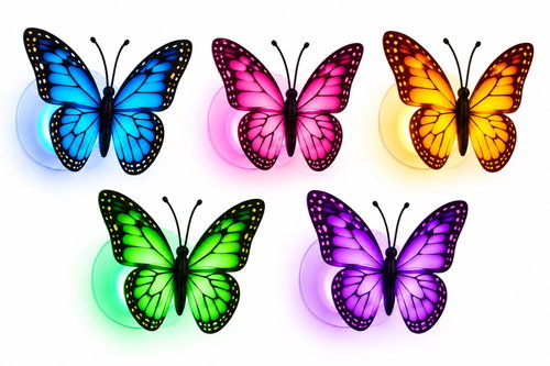 Leventi 5× 3D LED cute butterfly night light – mixed colours - Night Light - Main image