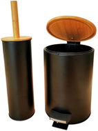 J.A.D.TOOLS Koš odpadkový Bamboo3  l černý + kartáč Soft Close - Bathroom Accessory Set