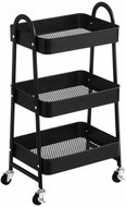 APT CA48B mobile metal shelving unit with 3 shelves, 77×46×31cm, black - Cart
