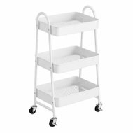 APT CA48A Mobile metal shelving unit with 3 shelves, 77×46×31cm, white - Cart